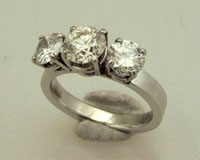 platinum 3-diamond engagement ring