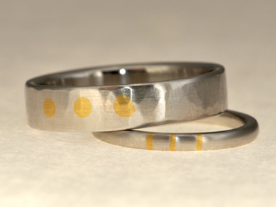 Palladium Wedding Rings with Gold Inlay