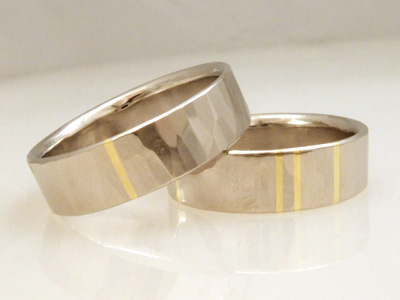 Palladium Wedding Rings with Inlay