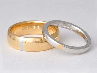Platinum and Gold Wedding Rings with Inlay