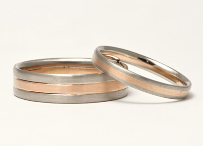 Rose and White Gold Wedding Rings