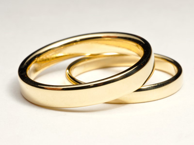 18k Yellow Gold Wedding Rings Flat